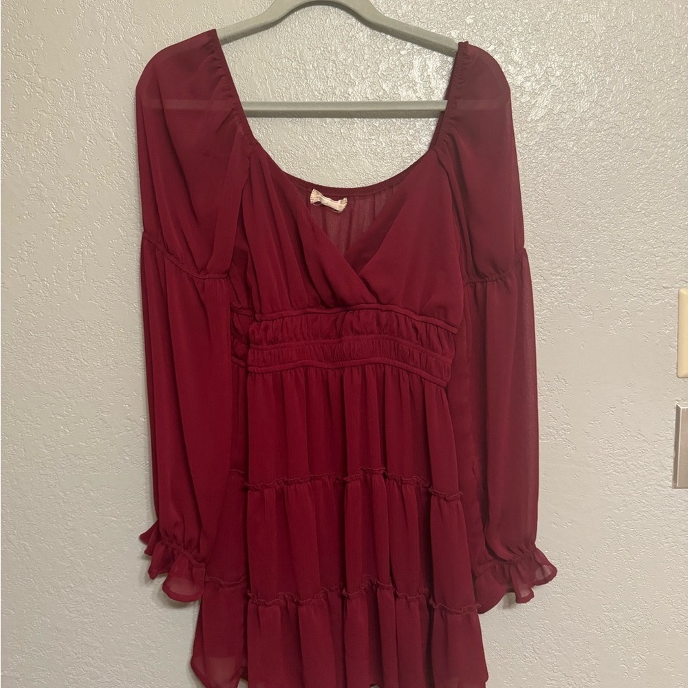 Elegant Burgundy Women's Dress